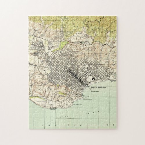 Vintage Map of Santa Barbara California 1944 Jigsaw Puzzle