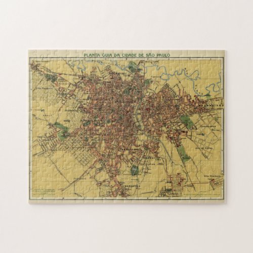 Vintage Map of Sao Palo Brazil 1913 Jigsaw Puzzle