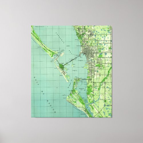 Vintage map of Sarasota Florida 1944 Canvas Print