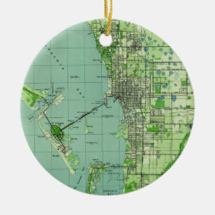 Vintage map of Sarasota Florida (1944) Ceramic Ornament