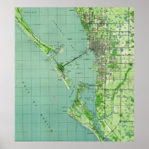 Vintage map of Sarasota Florida (1944) Poster