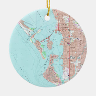 Vintage Map of Sarasota Florida (1973) Ceramic Ornament