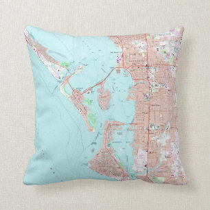 Vintage Map of Sarasota Florida (1973) Throw Pillow