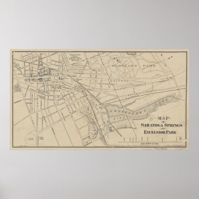 Vintage Map of Saratoga Springs NY (1895) Poster (Front)