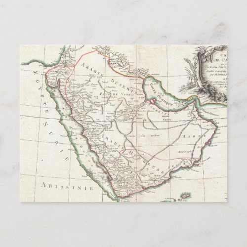 Vintage Map of Saudi Arabia 1771 Postcard
