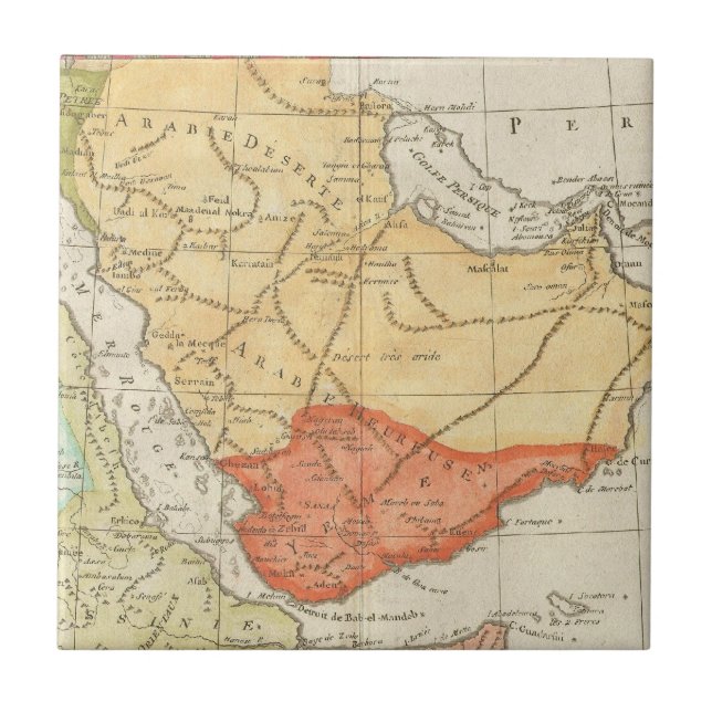 Vintage Map of Saudi Arabia (1780) Ceramic Tile (Front)