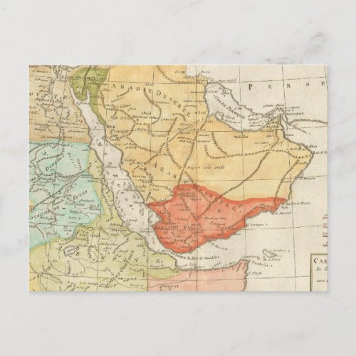 Vintage Map of Saudi Arabia 1780 Postcard