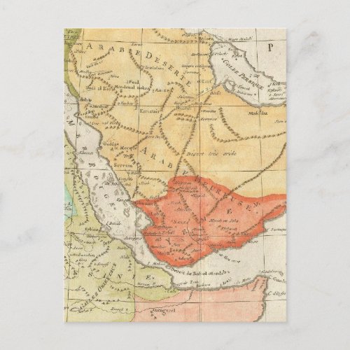 Vintage Map of Saudi Arabia 1780 Postcard