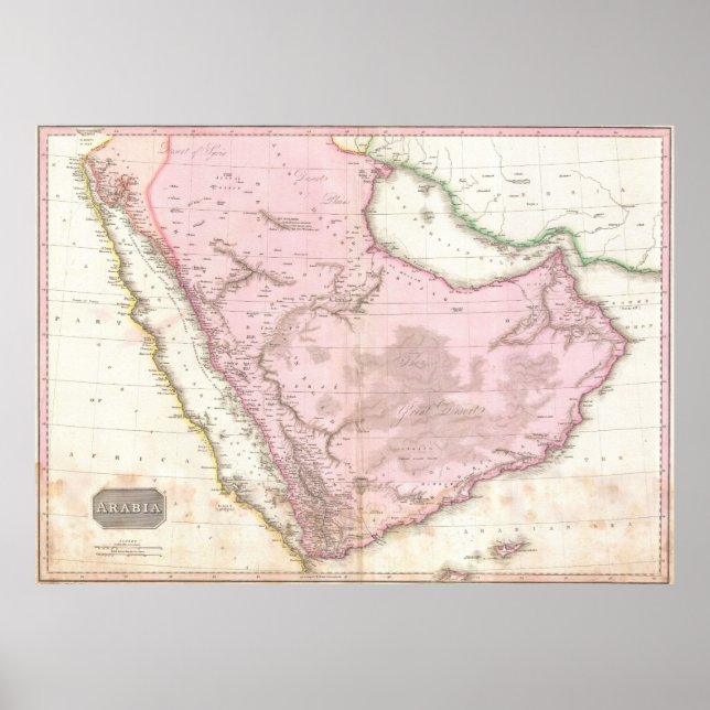 Vintage Map of Saudi Arabia (1818) Poster (Front)