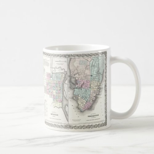 Vintage Map of Savannah and Charleston 1855 Coffee Mug