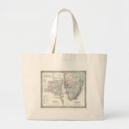 Vintage Map of Savannah and Charleston 1855 Large Tote Bag