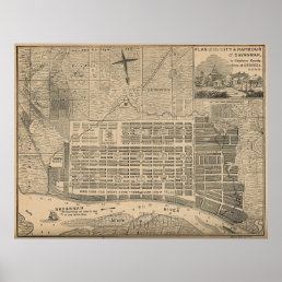 Vintage Map of Savannah Georgia (1818) Poster