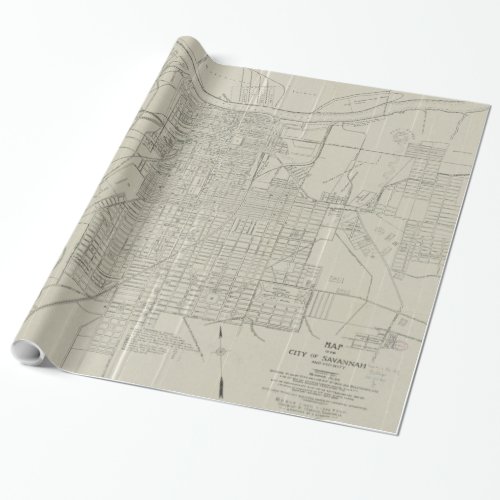 Vintage Map of Savannah Georgia 1917 Wrapping Paper