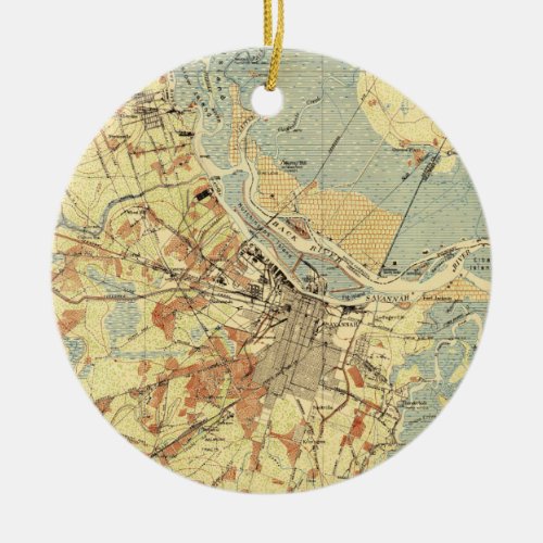 Vintage Map of Savannah Georgia 1942 Ceramic Ornament