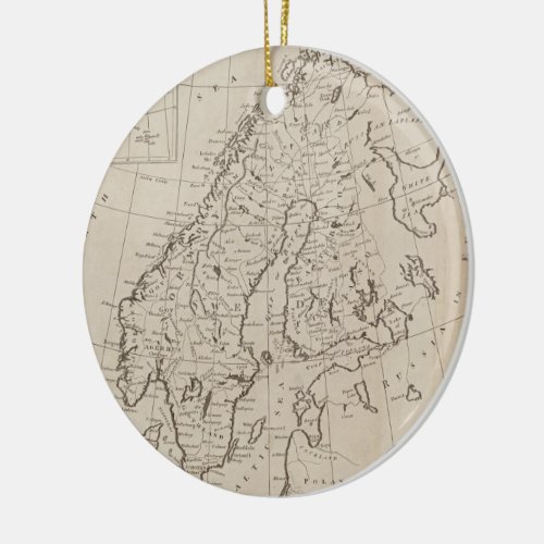 Vintage Map of Scandinavia 1800 Ceramic Ornament