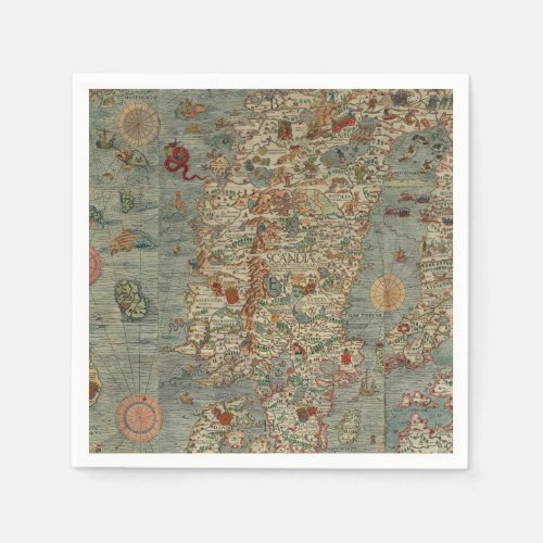 Vintage Map of Scandinavia Napkins