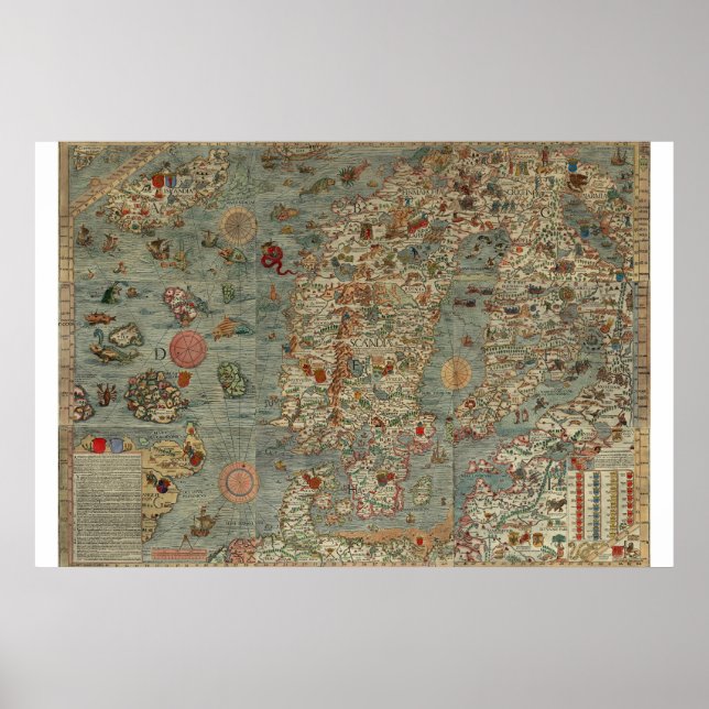 Vintage Map of Scandinavia Poster (Front)