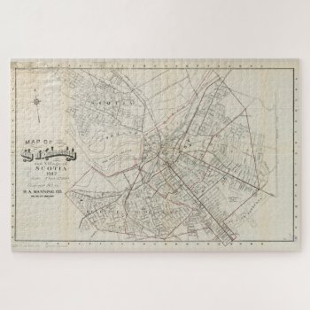 Vintage Map Of Schenectady Ny (1917) Jigsaw Puzzle by Alleycatshirts at Zazzle