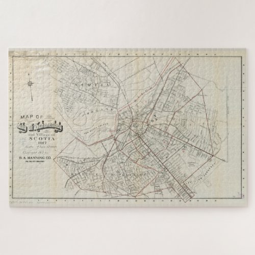 Vintage Map of Schenectady NY 1917 Jigsaw Puzzle
