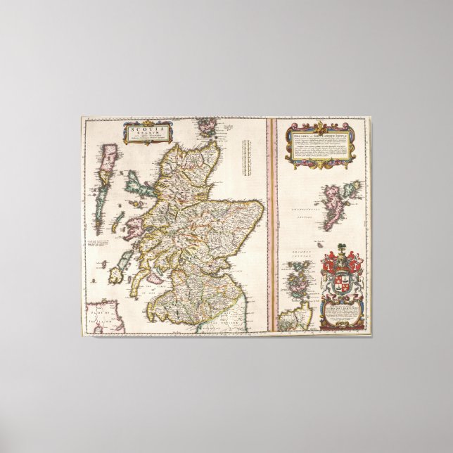Vintage Map of Scotland (1654) Canvas Print (Front)