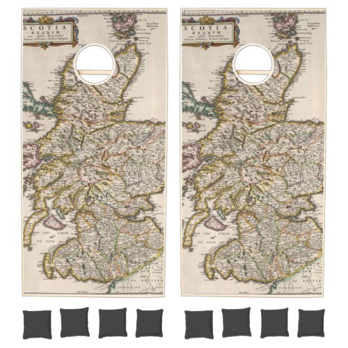 Vintage Map of Scotland 1654 Cornhole Set