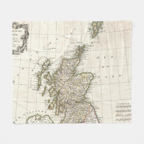 Vintage Map of Scotland 1772 Fleece Blanket