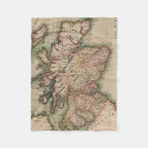 Vintage Map of Scotland 1814 Fleece Blanket