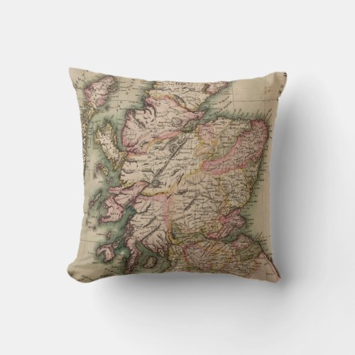 Vintage Map of Scotland 1814 Throw Pillow