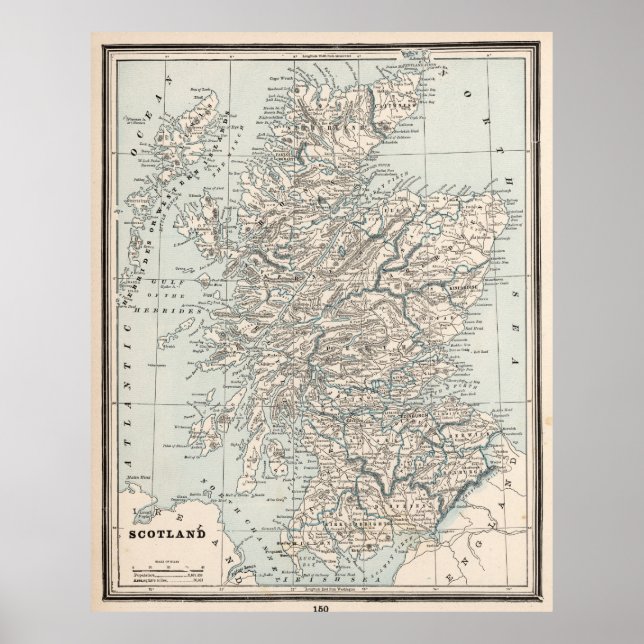 Vintage Map of Scotland (1893) Poster (Front)