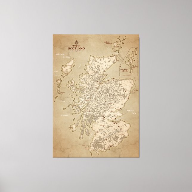 Vintage Map Of Scotland Canvas Print (Front)