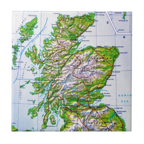 Vintage Map of Scotland Orkney Islands Ceramic Tile