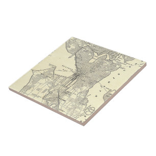Vintage Map of Seattle (1914) Ceramic Tile