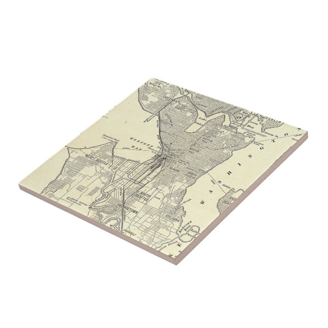 Vintage Map of Seattle (1914) Ceramic Tile (Side)