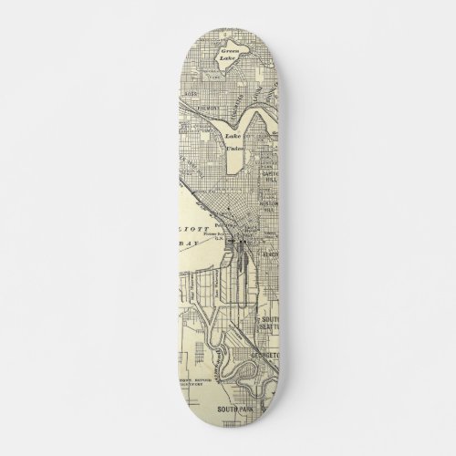 Vintage Map of Seattle 1914 Skateboard Deck