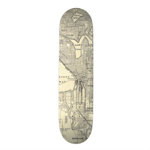 Vintage Map of Seattle (1914) Skateboard Deck