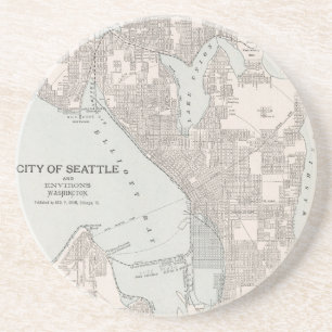 Vintage Map of Seattle Washington (1901) Coaster