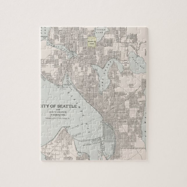 Vintage Map of Seattle Washington (1901) Jigsaw Puzzle (Vertical)