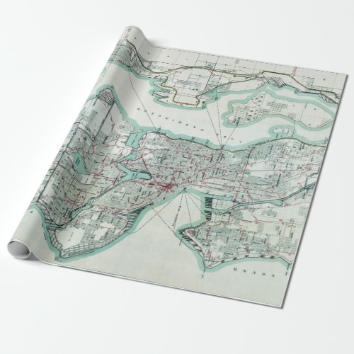Vintage Map of Seattle Washington Wrapping Paper