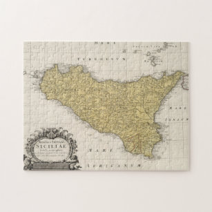 Vintage Map of Sicily Italy (1747) Jigsaw Puzzle