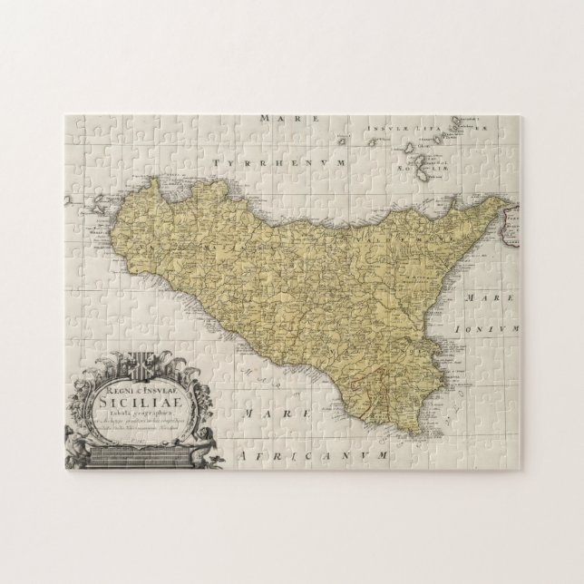 Vintage Map of Sicily Italy (1747) Jigsaw Puzzle (Horizontal)