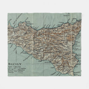 Vintage Map of Sicily Italy (1911) Fleece Blanket