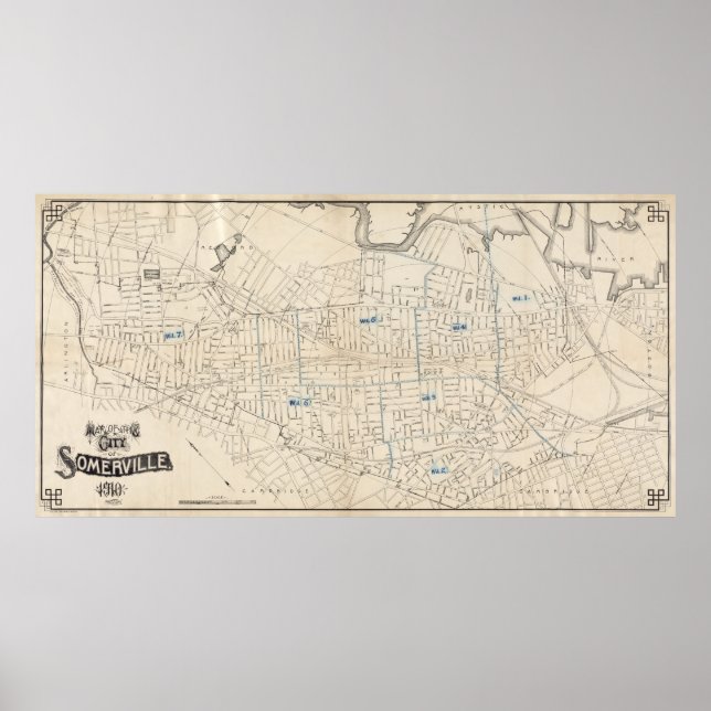 Vintage Map of Somerville MA (1910) Poster (Front)