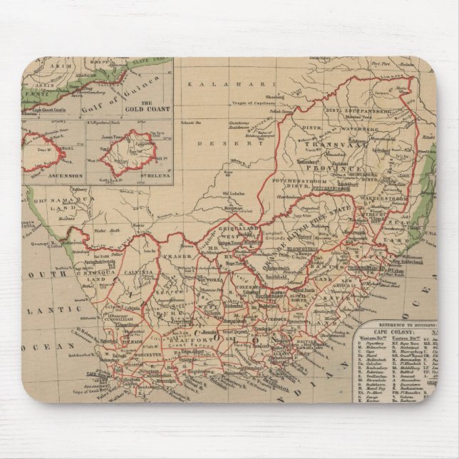 Vintage Map of South Africa (1880) Mouse Pad (Front)