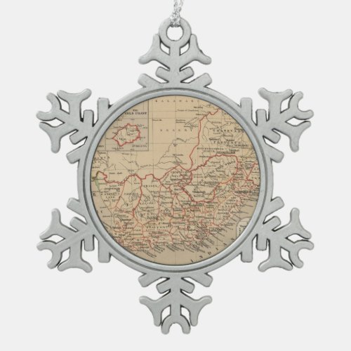 Vintage Map of South Africa 1880 Snowflake Pewter Christmas Ornament