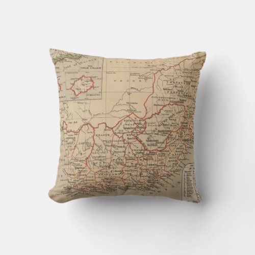 Vintage Map of South Africa 1880 Throw Pillow