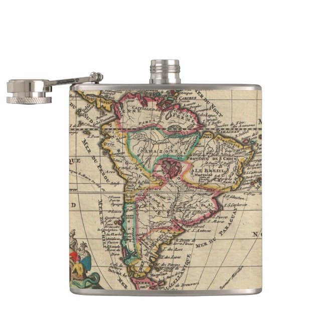Vintage Map of South America (1747) Flask (Opened)