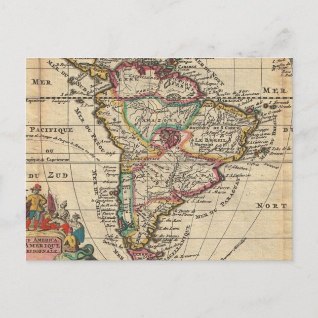 Vintage Map of South America (1747) Postcard (Front)