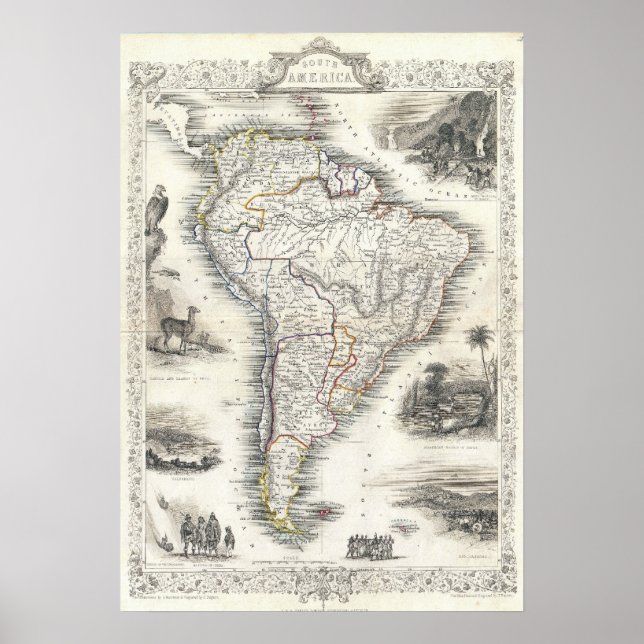 Vintage Map of South America (1850) Poster (Front)