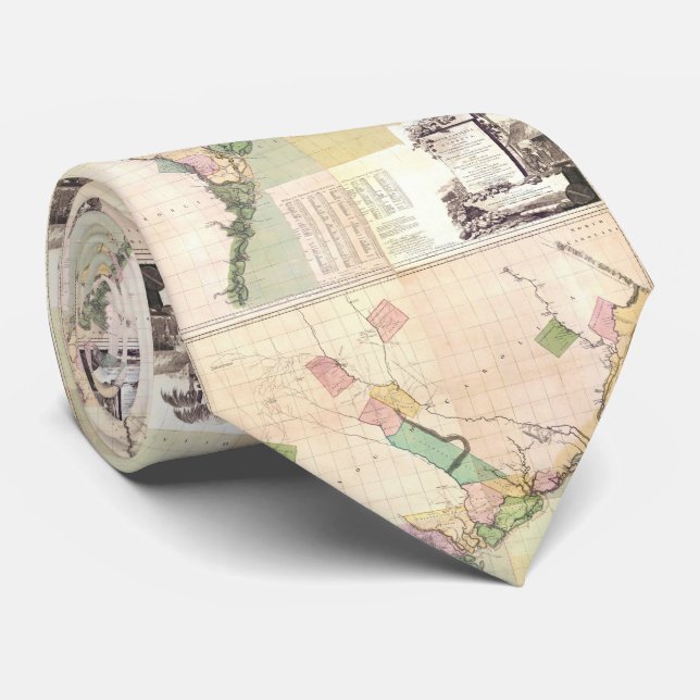 Vintage Map of South Carolina (1757) Neck Tie (Rolled)