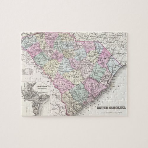 Vintage Map of South Carolina 1855 Jigsaw Puzzle